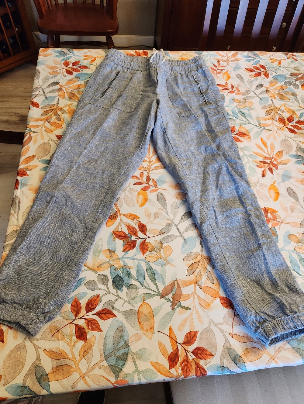 Athleta Light Blue Drawstring Linen-Blend Jogger Pants - Size 4